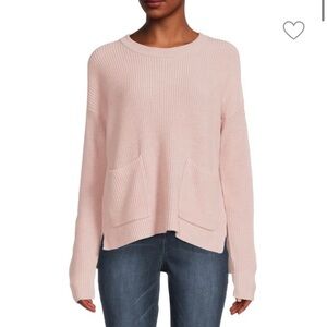 Madewell Pink Ribbed Dropped Shoulder Knit Sweater